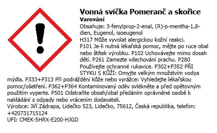 Svíčka Válec 2 (17 cm) – Meruňková / Pomeranč a skořice / Motýlek